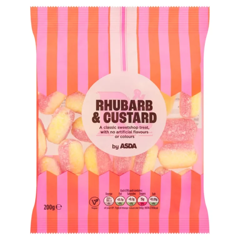 ASDA Rhubarb & Custard 200g Sweeties are vegan-friendly