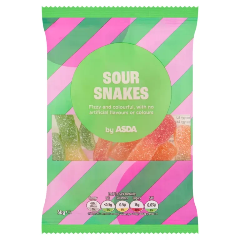 ASDA Sour Snakes 50g are not vegan-friendly