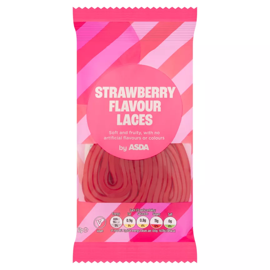 ASDA Strawberry Flavour Laces 50g are Vegan