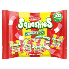 Swizzels Drumstick Squashies Mini Bags Raspberry and Milk Flavour are not suitable for vegans