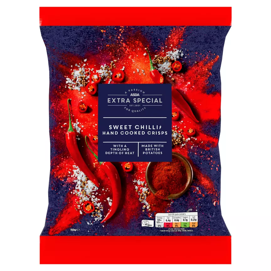 ASDA Extra Special Sweet Chilli Hand Cooked Sharing Crisps are vegan