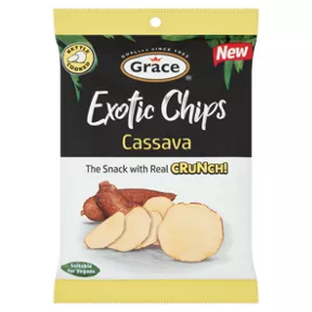 Grace Cassava Exotic Chips are suitable for vegans and vegetarians