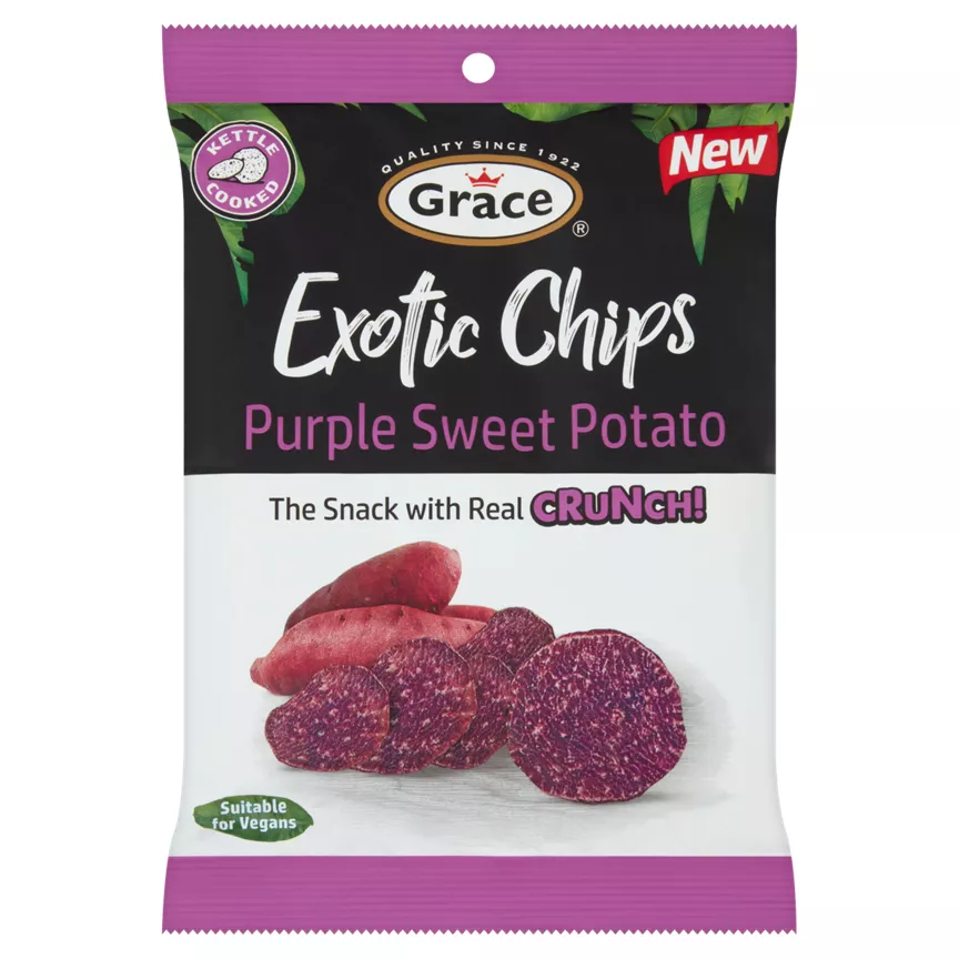 Grace Exotic Chips Purple Sweet Potato are suitable for vegans and vegetarians