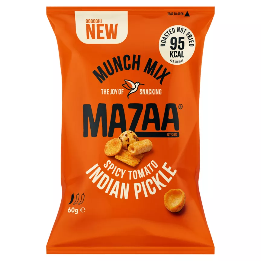 Mazaa Munch Mix Spicy Tomato Indian Pickle is vegan-friendly and vegetarian