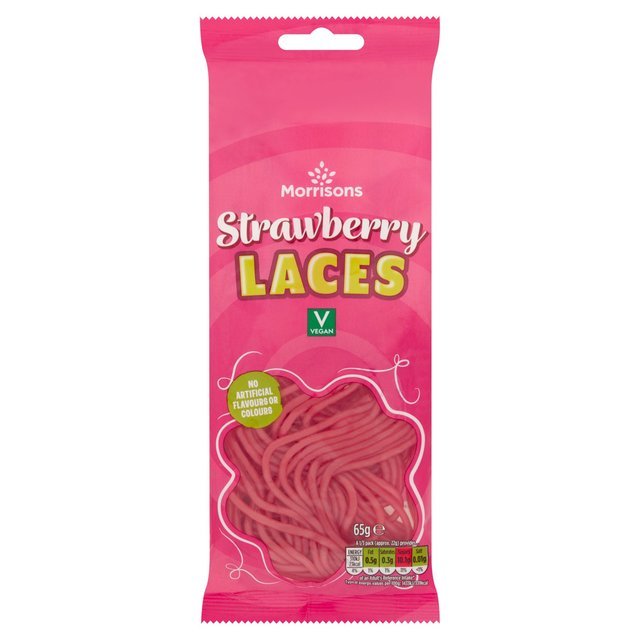 Morrisons Strawberry Laces Sweets are vegan-friendly and vegetarian