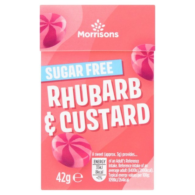 Morrisons Sugar-Free Rhubarb & Custard sweets are not vegan-friendly, but they are vegetarian