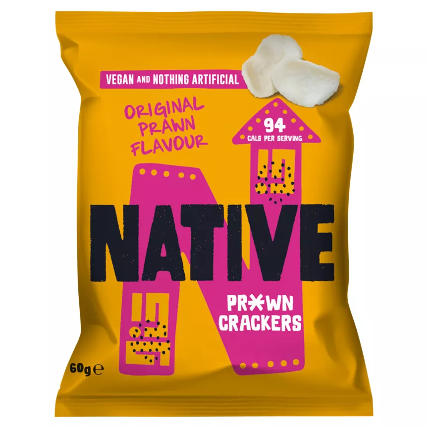 Native Prawn Crackers Original Prawn Flavour are vegan-friendly and vegetarian