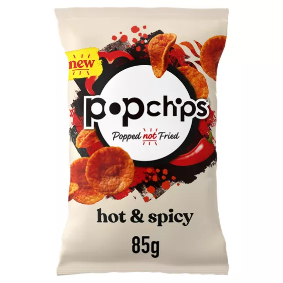 Popchips Hot & Spicy Flavour Potato Snacks are suitable for vegans and vegetarians