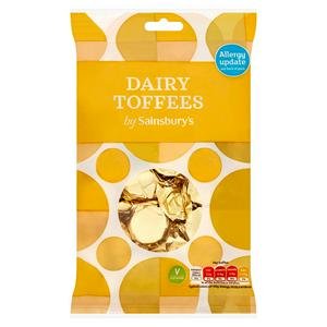 Sainsbury's Dairy Toffees 200g are not suitable for vegans, but are vegetarian.